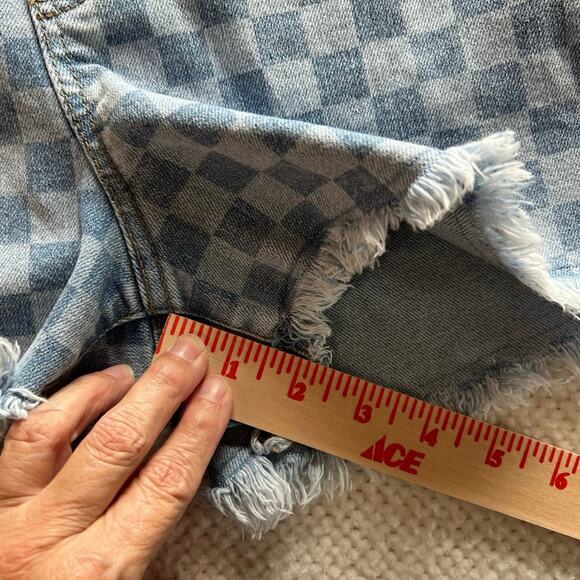 No Boundaries Checkered Denim Shortalls Overalls Junior Size XL 15-17 Re… - Picture 14 of 15